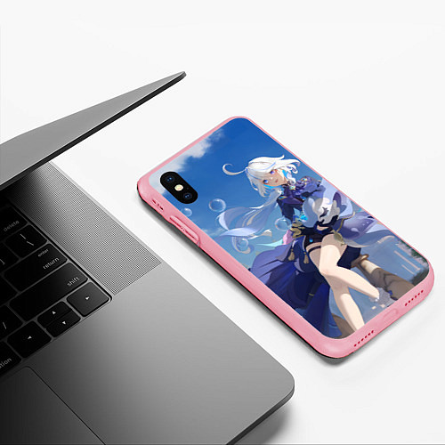 Чехол iPhone XS Max матовый Genshin Impact Furina радостная / 3D-Баблгам – фото 3