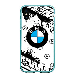 Чехол iPhone XS Max матовый BMW x Mercedes краски, цвет: 3D-мятный