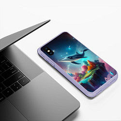 Чехол iPhone XS Max матовый Космический кит - нейросеть, цвет: 3D-светло-сиреневый — фото 2