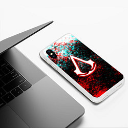 Чехол iPhone XS Max матовый Assassins Creed logo glitch, цвет: 3D-белый — фото 2