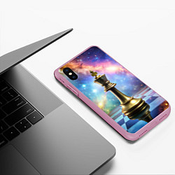 Чехол iPhone XS Max матовый Золотой король - шахматы, цвет: 3D-розовый — фото 2