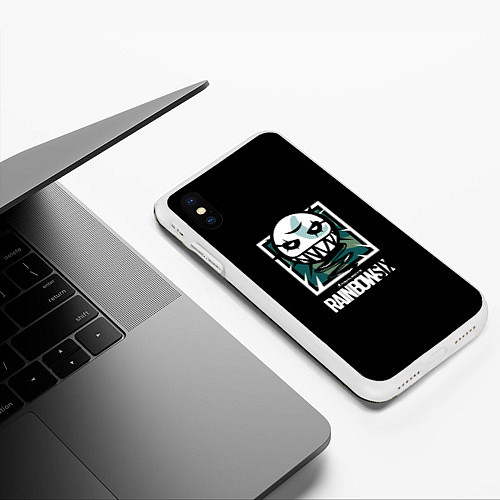 Чехол iPhone XS Max матовый Rainbow six шутер гейм лого / 3D-Белый – фото 3