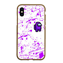 Чехол iPhone XS Max матовый Among us neon colors game, цвет: 3D-коричневый