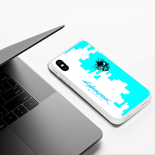 Чехол iPhone XS Max матовый Cyberpunk 2077 gamer / 3D-Белый – фото 3