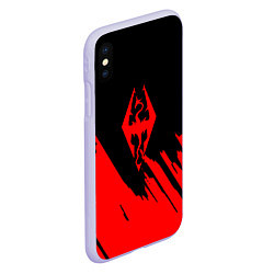 Чехол iPhone XS Max матовый The elder scrolls красные штрихи, цвет: 3D-светло-сиреневый — фото 2