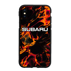 Чехол iPhone XS Max матовый Subaru red lava, цвет: 3D-черный