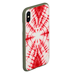 Чехол iPhone XS Max матовый Тай-дай бело-красный, цвет: 3D-темно-зеленый — фото 2