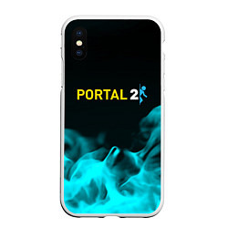 Чехол iPhone XS Max матовый Portal fire blue, цвет: 3D-белый