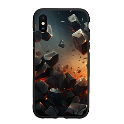 Чехол iPhone XS Max матовый Эпичный взрыв из камней, цвет: 3D-черный