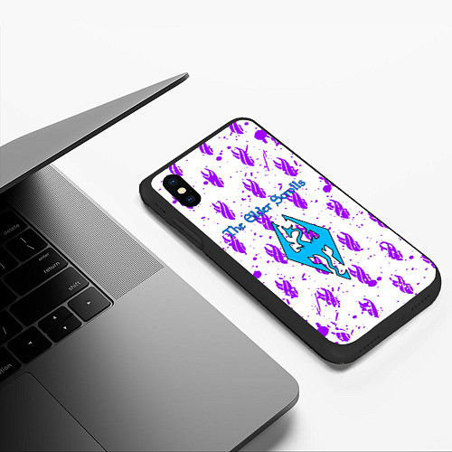 Чехол iPhone XS Max матовый The Elder scrolls pattern game / 3D-Черный – фото 3