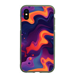 Чехол iPhone XS Max матовый Неоновый спектр, цвет: 3D-темно-зеленый