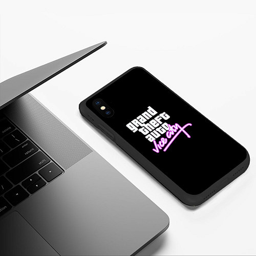 Чехол iPhone XS Max матовый GTA vice city logo / 3D-Черный – фото 3