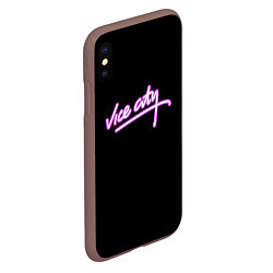 Чехол iPhone XS Max матовый Vice city logo neon, цвет: 3D-коричневый — фото 2