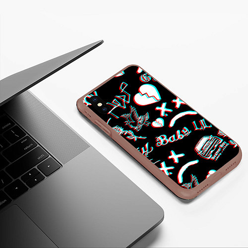 Чехол iPhone XS Max матовый Lil Peep logo glitch / 3D-Коричневый – фото 3