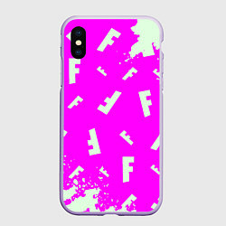 Чехол iPhone XS Max матовый Fortnite pattern pink, цвет: 3D-светло-сиреневый