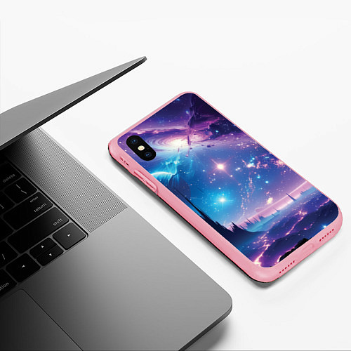 Чехол iPhone XS Max матовый Звездный город в космосе / 3D-Баблгам – фото 3