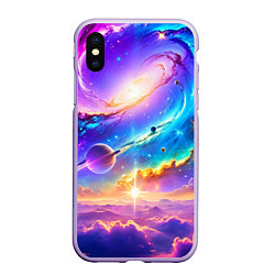 Чехол iPhone XS Max матовый Космос в неоновых тонах, цвет: 3D-светло-сиреневый