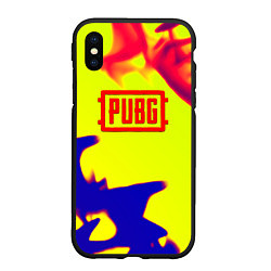 Чехол iPhone XS Max матовый PUBG neon flame, цвет: 3D-черный