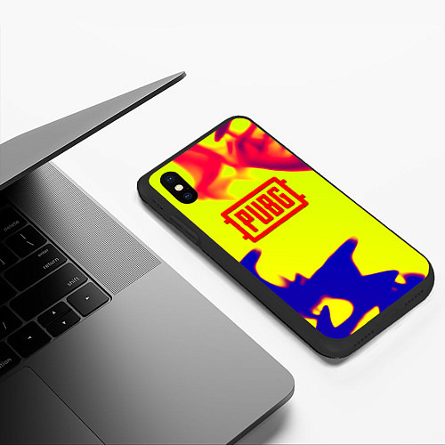 Чехол iPhone XS Max матовый PUBG neon flame / 3D-Черный – фото 3