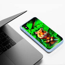 Чехол iPhone XS Max матовый Хомячок самурай, цвет: 3D-голубой — фото 2