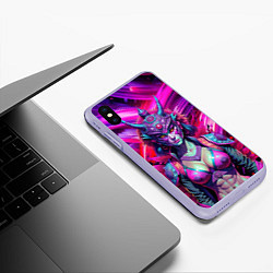 Чехол iPhone XS Max матовый Девушка самурай в откровенном костюме, цвет: 3D-светло-сиреневый — фото 2