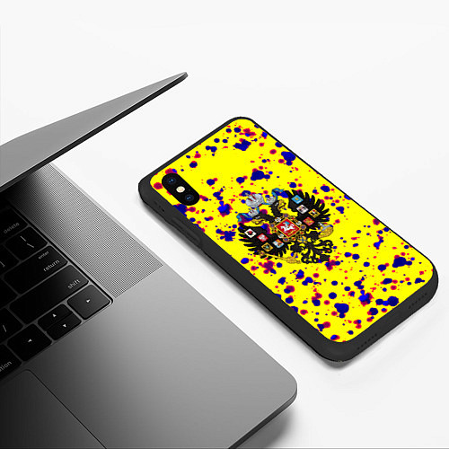 Чехол iPhone XS Max матовый Имперская Россия герб краски / 3D-Черный – фото 3