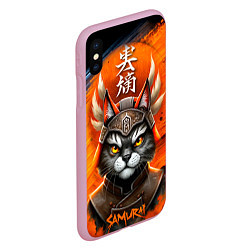 Чехол iPhone XS Max матовый Cat samurai, цвет: 3D-розовый — фото 2