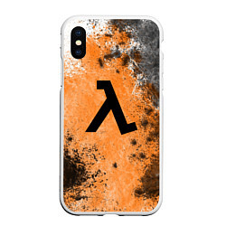 Чехол iPhone XS Max матовый Half life оранжевые краски, цвет: 3D-белый