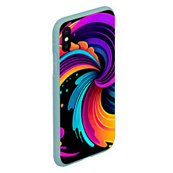 Чехол iPhone XS Max матовый Яркая красочная абстракция - нейроарт, цвет: 3D-мятный — фото 2