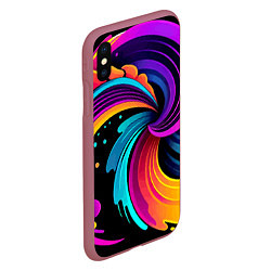 Чехол iPhone XS Max матовый Яркая красочная абстракция - нейроарт, цвет: 3D-малиновый — фото 2