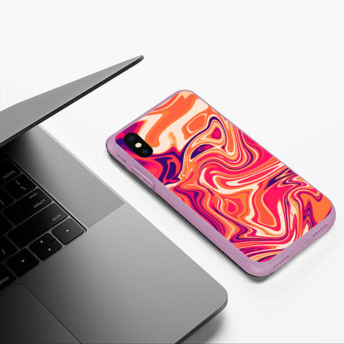 Чехол iPhone XS Max матовый Абстракция кислотно мраморный фон / 3D-Сиреневый – фото 3