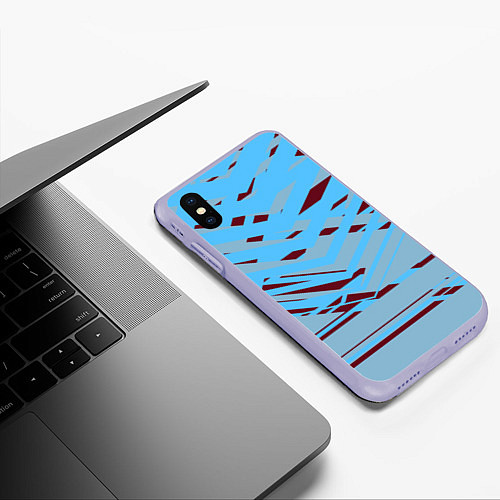 Чехол iPhone XS Max матовый Геометрическая абстракция сине голубого цвета / 3D-Светло-сиреневый – фото 3