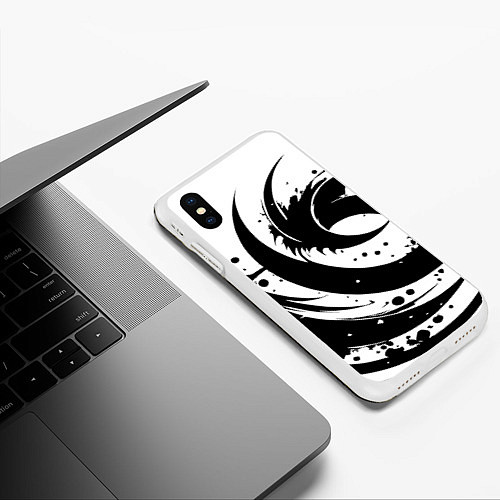 Чехол iPhone XS Max матовый Ai art black and white abstraction / 3D-Белый – фото 3