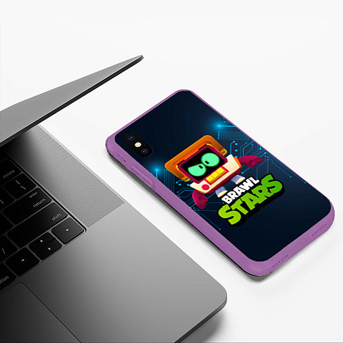 Чехол iPhone XS Max матовый Brawl start 8 bit skin old tv / 3D-Фиолетовый – фото 3