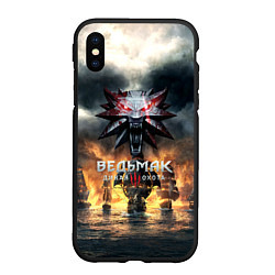 Чехол iPhone XS Max матовый Ведьмак корабли лого, цвет: 3D-черный