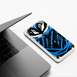 Чехол iPhone XS Max матовый Blue and white abstraction on a black background, цвет: 3D-белый — фото 2