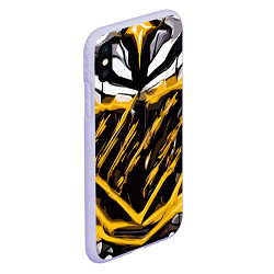 Чехол iPhone XS Max матовый Yellow and white abstraction on a black background, цвет: 3D-светло-сиреневый — фото 2