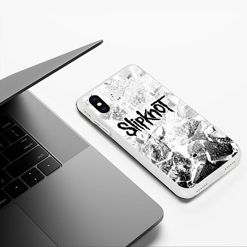 Чехол iPhone XS Max матовый Slipknot white graphite / 3D-Белый – фото 3