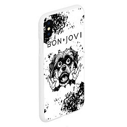 Чехол iPhone XS Max матовый Bon Jovi - рок пес, цвет: 3D-белый — фото 2