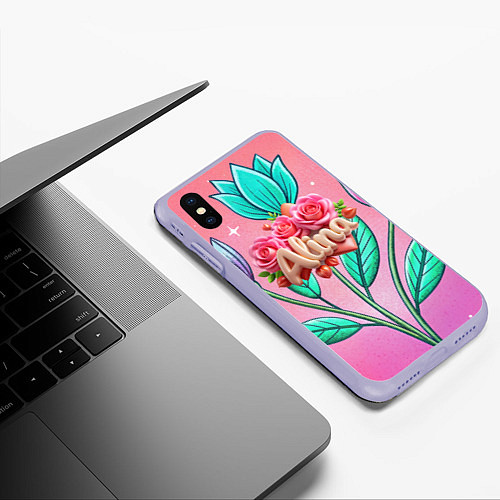 Чехол iPhone XS Max матовый Алина объемное имя / 3D-Светло-сиреневый – фото 3