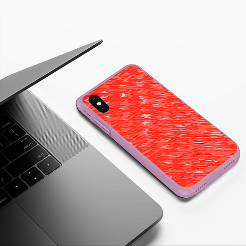 Чехол iPhone XS Max матовый Красно-белые мазки / 3D-Сиреневый – фото 3