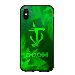 Чехол iPhone XS Max матовый Doom - green gradient, цвет: 3D-черный