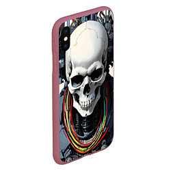 Чехол iPhone XS Max матовый Cool cyber skull - ai art fantasy, цвет: 3D-малиновый — фото 2