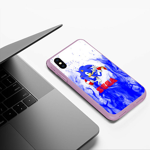 Чехол iPhone XS Max матовый Sonic flame blue / 3D-Сиреневый – фото 3