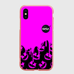 Чехол iPhone XS Max матовый Marshmello neon nasa, цвет: 3D-баблгам