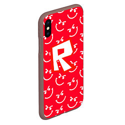 Чехол iPhone XS Max матовый Roblox smile pattern, цвет: 3D-коричневый — фото 2