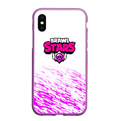 Чехол iPhone XS Max матовый Brawl stars neon texture, цвет: 3D-фиолетовый