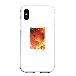 Чехол iPhone XS Max матовый Flame girl, цвет: 3D-белый