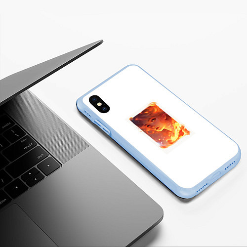 Чехол iPhone XS Max матовый Flame girl / 3D-Голубой – фото 3