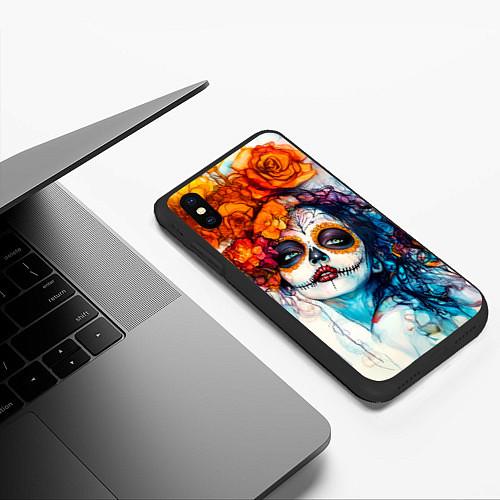 Чехол iPhone XS Max матовый Катрина День мертвых / 3D-Черный – фото 3